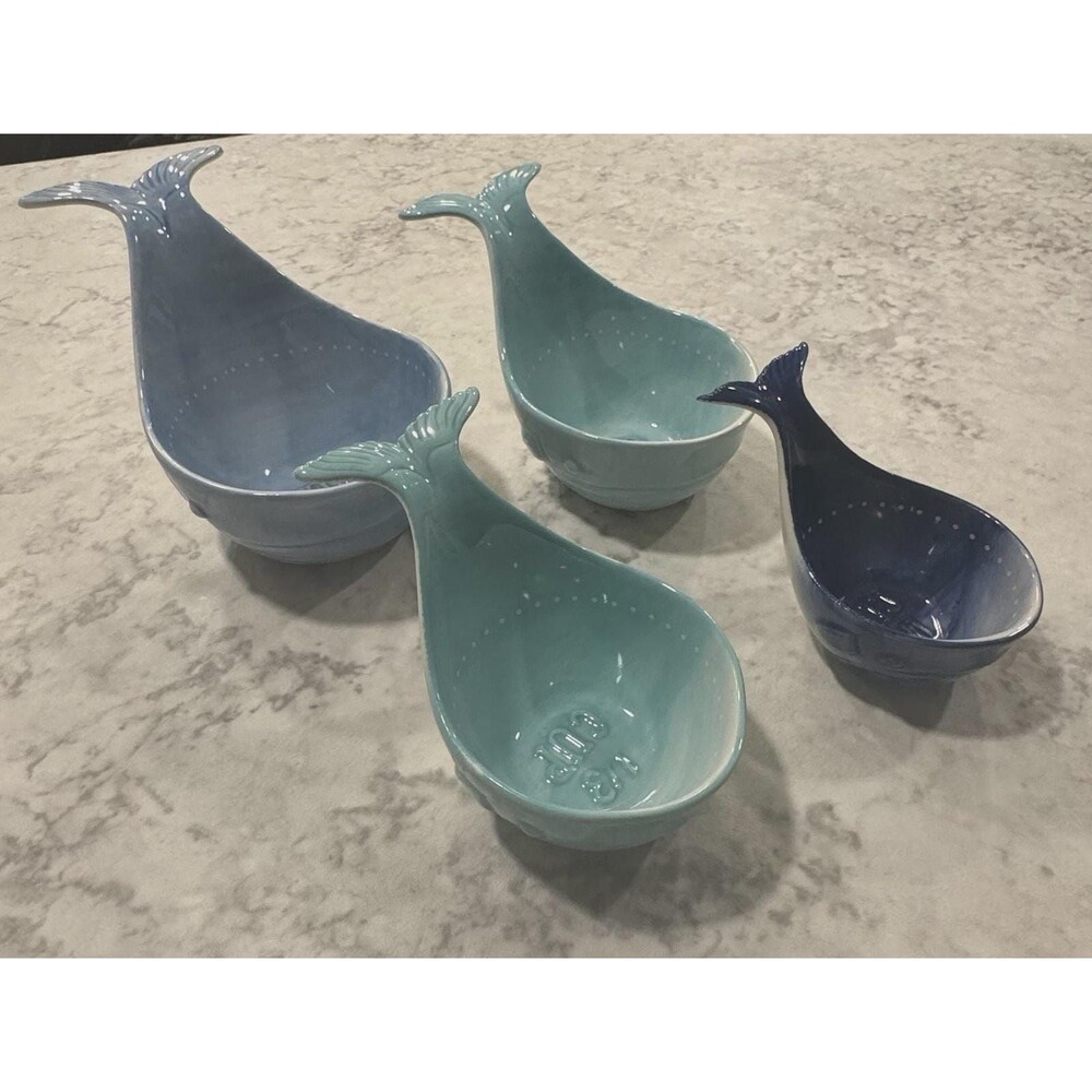 Anthropologie Whale Measuring Cups Set Of 4pcs Blue